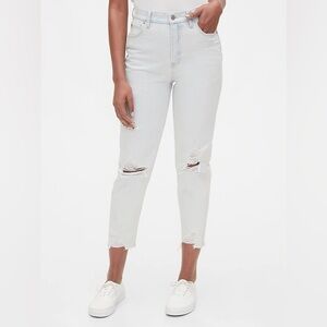 Gap High Rise Destructed Mom Jeans 1969‎ Women’s Size 12 Tall Light Blue